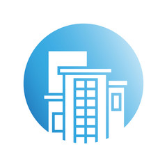 blue city building in circle shape