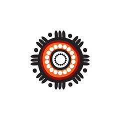 Aboriginal art dots painting icon logo design vector template
