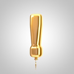 Shiny metallic orange balloon exclamation point symbol isolated on white background