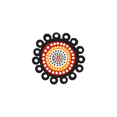 Aboriginal art dots painting icon logo design vector template