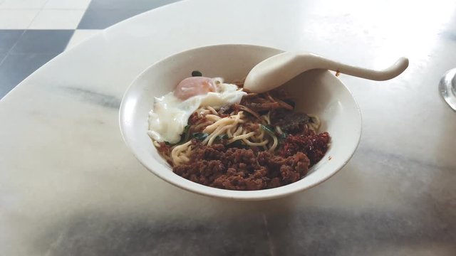 Well mixed famous chilli pan mee