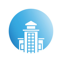 blue city building in circle shape