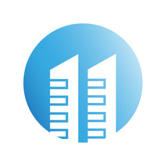 blue city building in circle shape