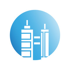 blue city building in circle shape