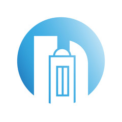 blue city building in circle shape