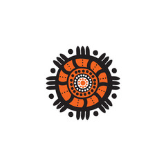 Aboriginal art dots painting icon logo design vector template