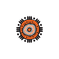 Aboriginal art dots painting icon logo design vector template