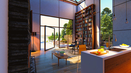 Beautiful Library with Beautiful View