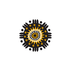 Aboriginal art dots painting icon logo design vector template