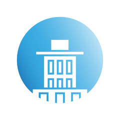 blue city building in circle shape