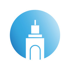 blue city building in circle shape