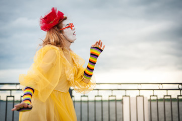 street MIME, trying to float in the air