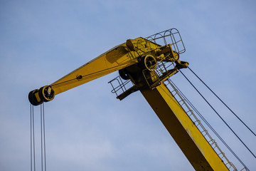 cargo shipping terminals in Riga, Latvia with high wind and dust flying over
