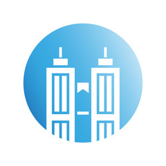 blue city building in circle