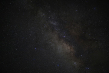 Nebula and galaxy on sky at night.