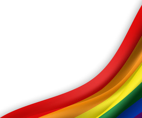 Waving ribbon or banner with flag of LGBT pride.