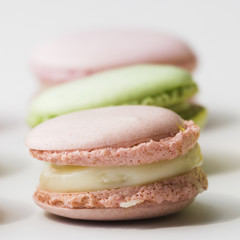 Macaroons on white background