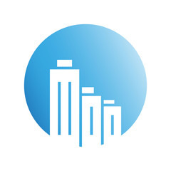 blue city building in circle