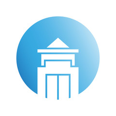 blue city building in circle