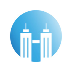 blue city building in circle