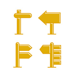 yellow wooden signpost and signage icons