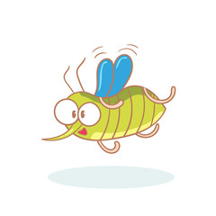 Cartoon cheerful character of a mosquito that flies