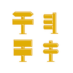 yellow wooden signpost and signage icons