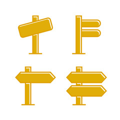 yellow wooden signpost and signage icons