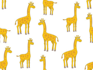 Seamless Pattern with Giraffes. isolated on white background