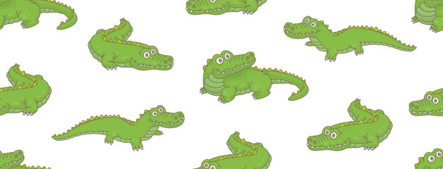 Seamless Pattern with Crocodiles. isolated on white background