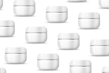 Vector template - realistic cosmetics plastic jar on table, mockup for your package design isolated on white background