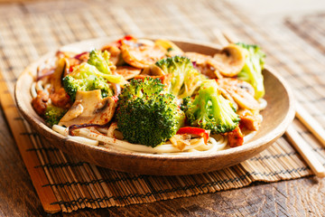 Asian Stir-Fry Vegetables On Udon Noodles
