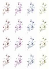 graphic line art monochrome flowers pattern