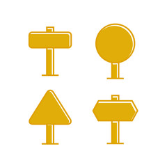 yellow wooden signpost and signage icons