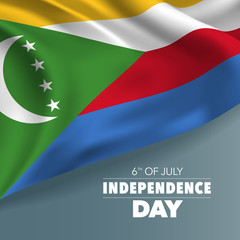 Comoros happy independence day greeting card, banner, vector illustration