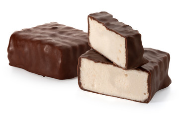 Candies whipped Cream in chocolate on a white background