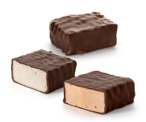 Candies whipped Cream in chocolate on a white background