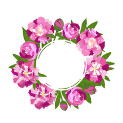 Peonies frame, decor to Mother's , Women's Day, for the design of wedding cards, save the date