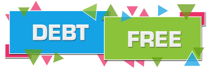 Fototapeta premium Debt Free Green Blue Colorful Horizontal Squares Triangles 