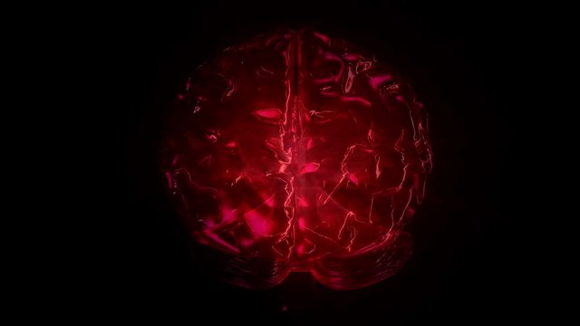 Cyclically rotating computer model of the human brain. Animation with alpha channel