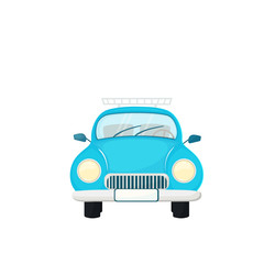 Old blue retro car vector isolated on white background