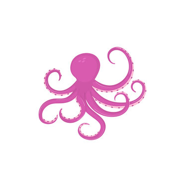 Cute cartoon octopus isolated on white background