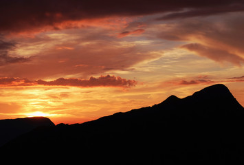 sunset on the Oberland Bernese mountains - Switzerland