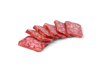 Salami sausage isolated on white background.