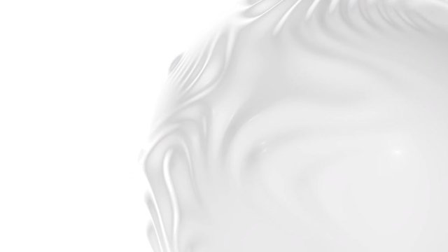 Clean white liquid displacement sphere with ripples. Looping modern background