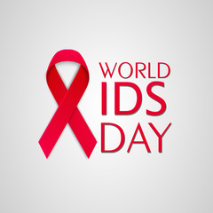 World Aids Day poster with red ribbon.