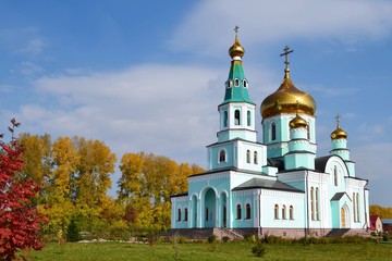 Fototapeta na wymiar Orthodox Church of Sergius of Radonezh city Topki,Kemerovo region.