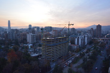 Obraz premium city sunset and city lights