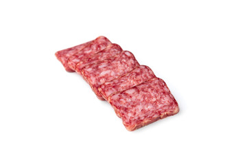 Salami sausage isolated on white background.