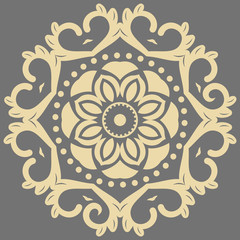 Fototapeta na wymiar Oriental vector pattern with arabesques and floral elements. Traditional classic round golden ornament. Vintage pattern with arabesques